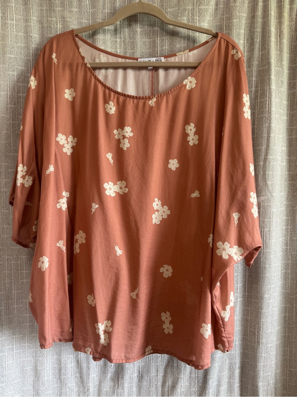 Maeve Rust Floral Scoop Neck Blouse by Kamea Designs
